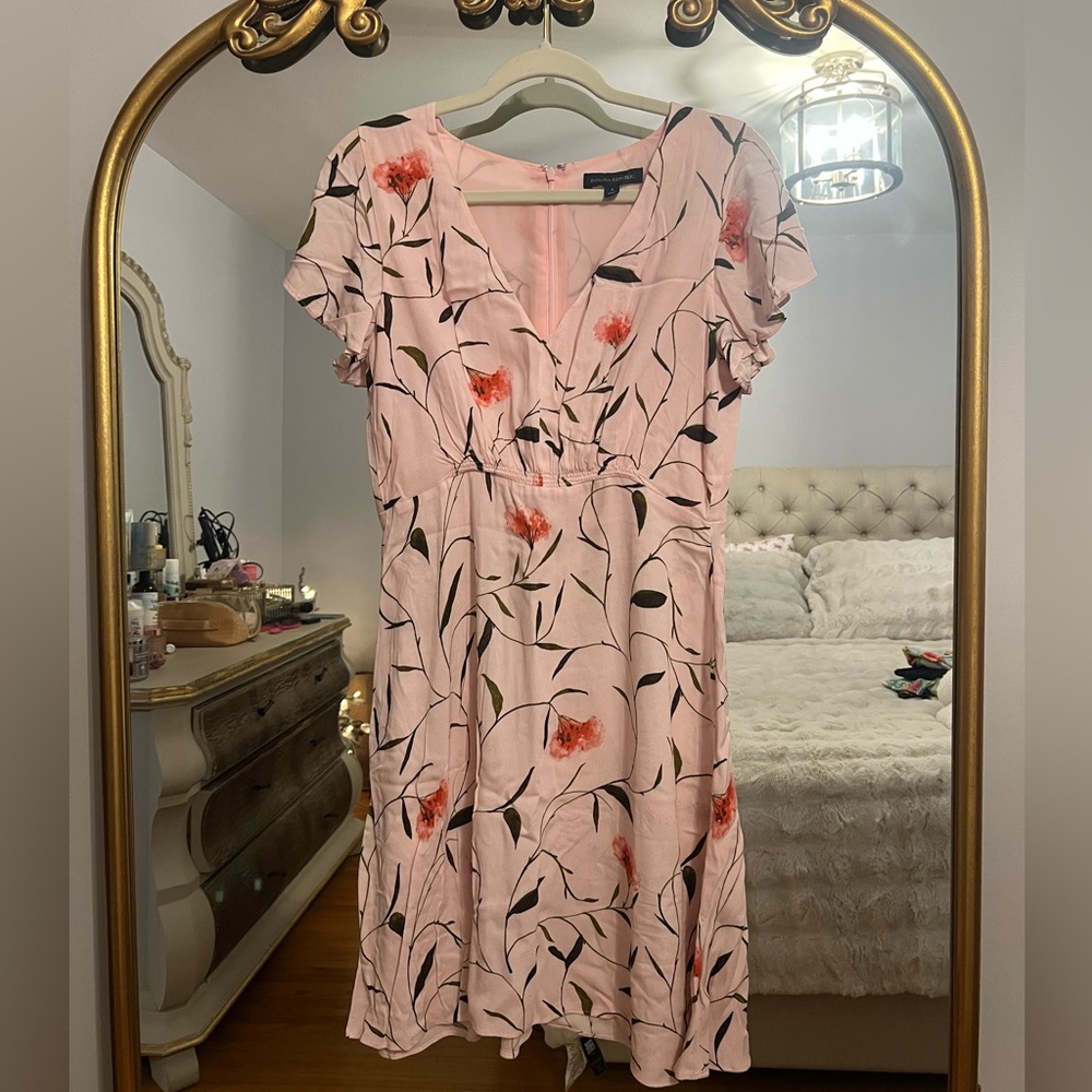 Banana Republic Pink Floral Midi Dress